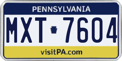 PA license plate MXT7604