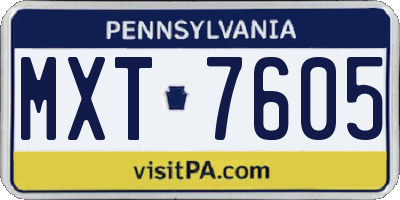 PA license plate MXT7605
