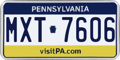 PA license plate MXT7606