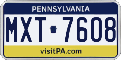 PA license plate MXT7608