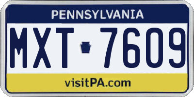 PA license plate MXT7609