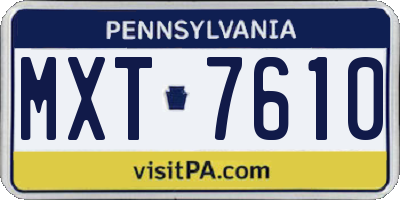 PA license plate MXT7610