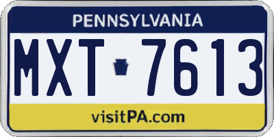 PA license plate MXT7613