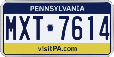 PA license plate MXT7614