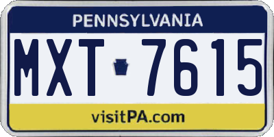 PA license plate MXT7615