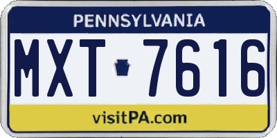 PA license plate MXT7616