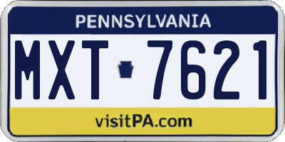 PA license plate MXT7621