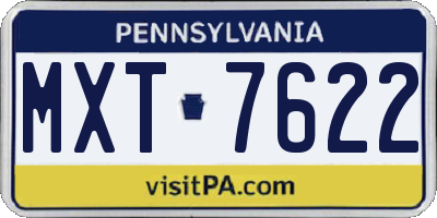 PA license plate MXT7622