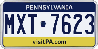 PA license plate MXT7623