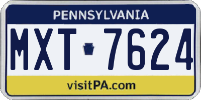 PA license plate MXT7624