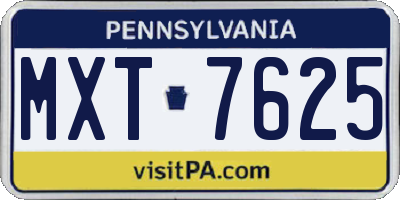 PA license plate MXT7625