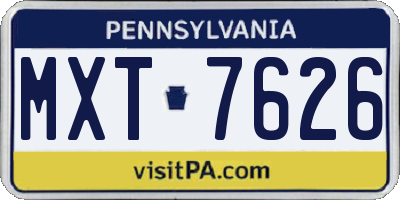 PA license plate MXT7626