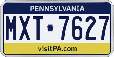 PA license plate MXT7627