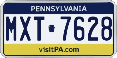 PA license plate MXT7628