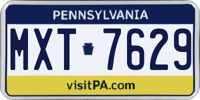 PA license plate MXT7629
