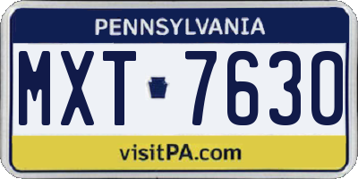 PA license plate MXT7630