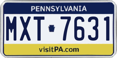 PA license plate MXT7631