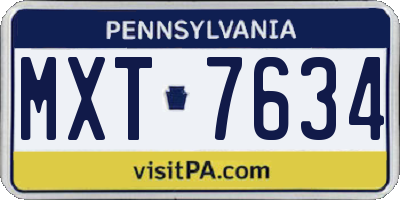 PA license plate MXT7634