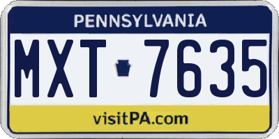 PA license plate MXT7635