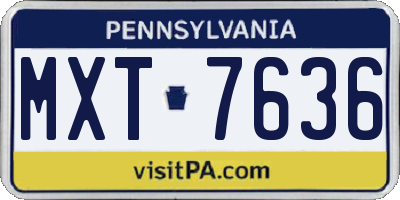 PA license plate MXT7636