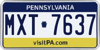 PA license plate MXT7637