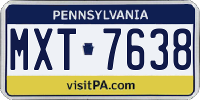 PA license plate MXT7638