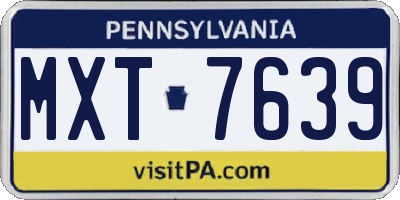PA license plate MXT7639