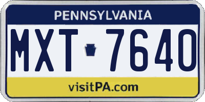 PA license plate MXT7640