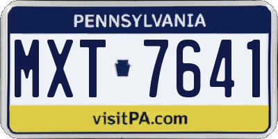 PA license plate MXT7641
