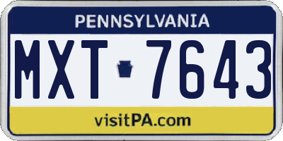 PA license plate MXT7643