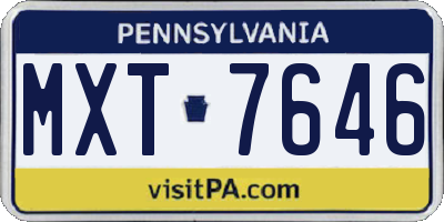 PA license plate MXT7646