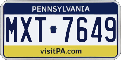 PA license plate MXT7649