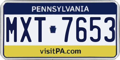 PA license plate MXT7653