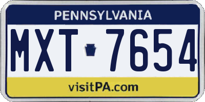 PA license plate MXT7654