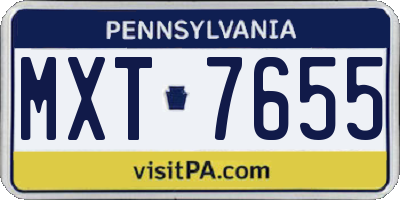 PA license plate MXT7655