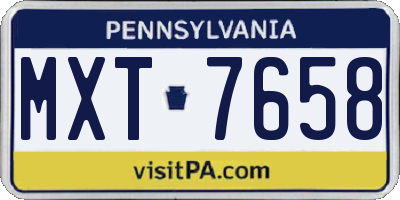 PA license plate MXT7658