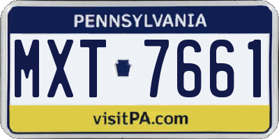 PA license plate MXT7661