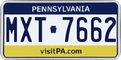 PA license plate MXT7662