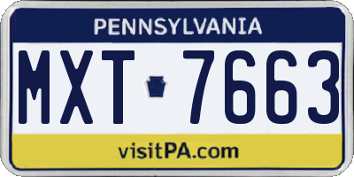 PA license plate MXT7663