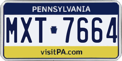 PA license plate MXT7664