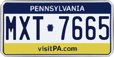 PA license plate MXT7665
