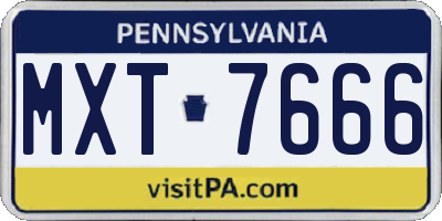 PA license plate MXT7666