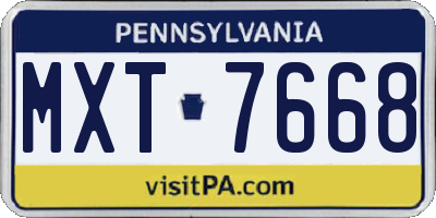 PA license plate MXT7668