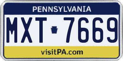 PA license plate MXT7669