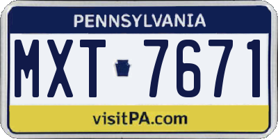 PA license plate MXT7671