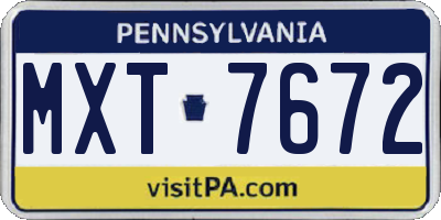 PA license plate MXT7672