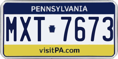 PA license plate MXT7673