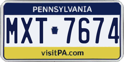 PA license plate MXT7674