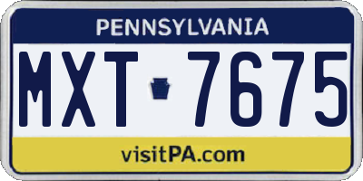 PA license plate MXT7675