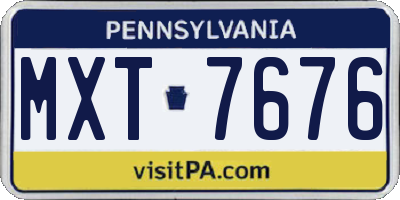 PA license plate MXT7676